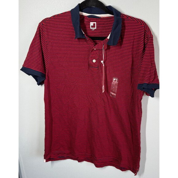NWT JC Penny Polo Shirt Mens Large Red/Blue Striped Short Sleeve Casual - Picture 1 of 10